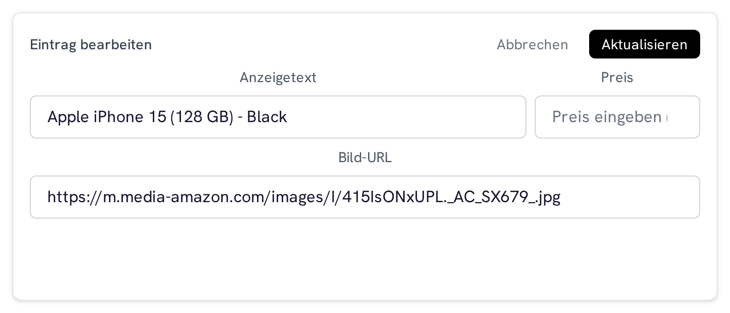 Edit or Remove Items
